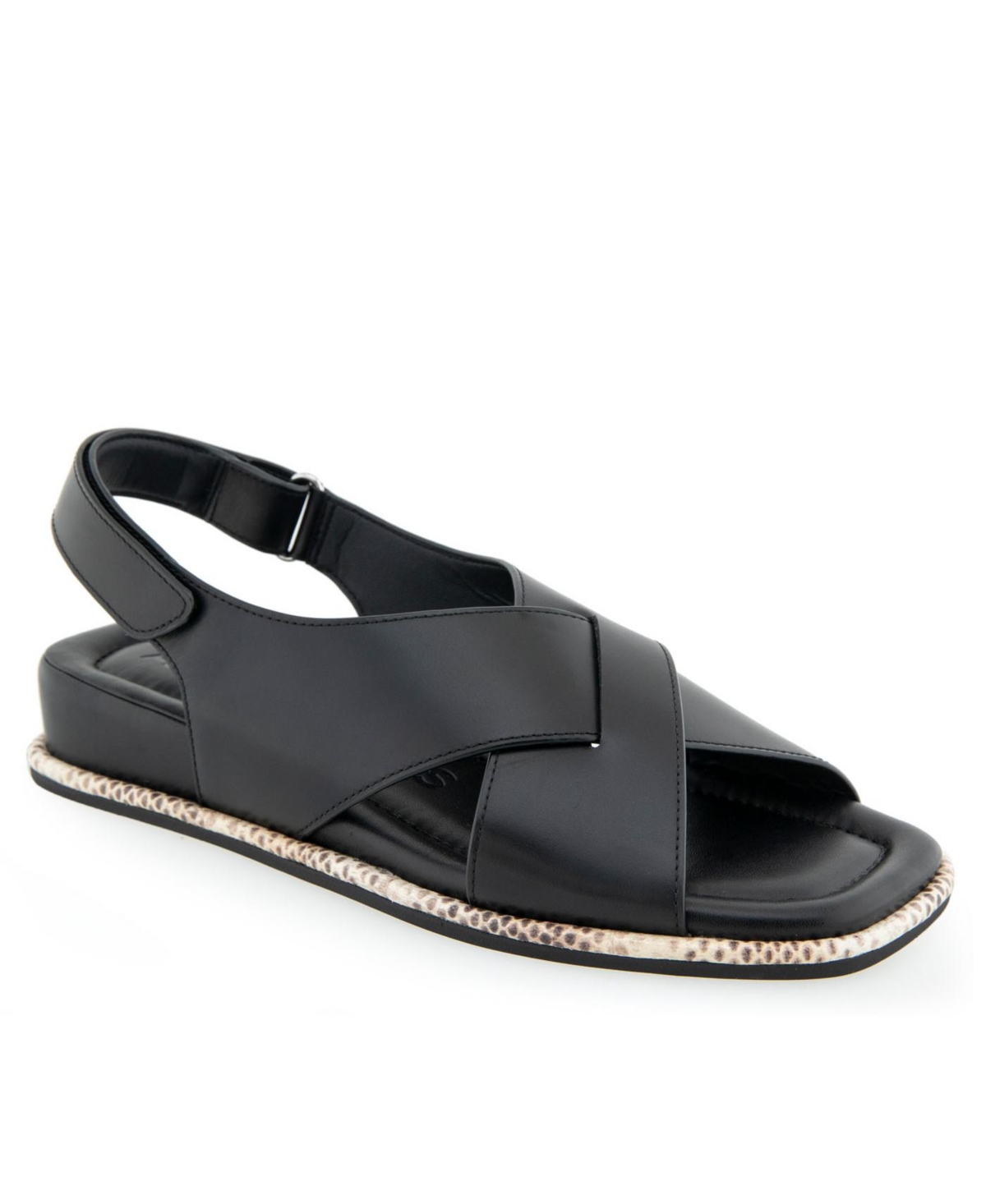 Shop Aerosoles Women's Bron Short Wedge Sandals In Black Leather