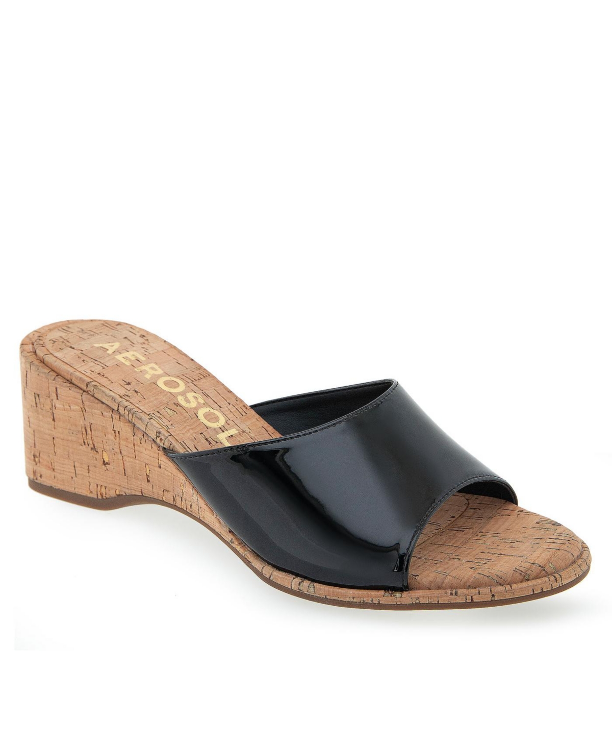 Aerosoles Women's New Year Dress Slip On Wedge In Black Patent Polyurethane