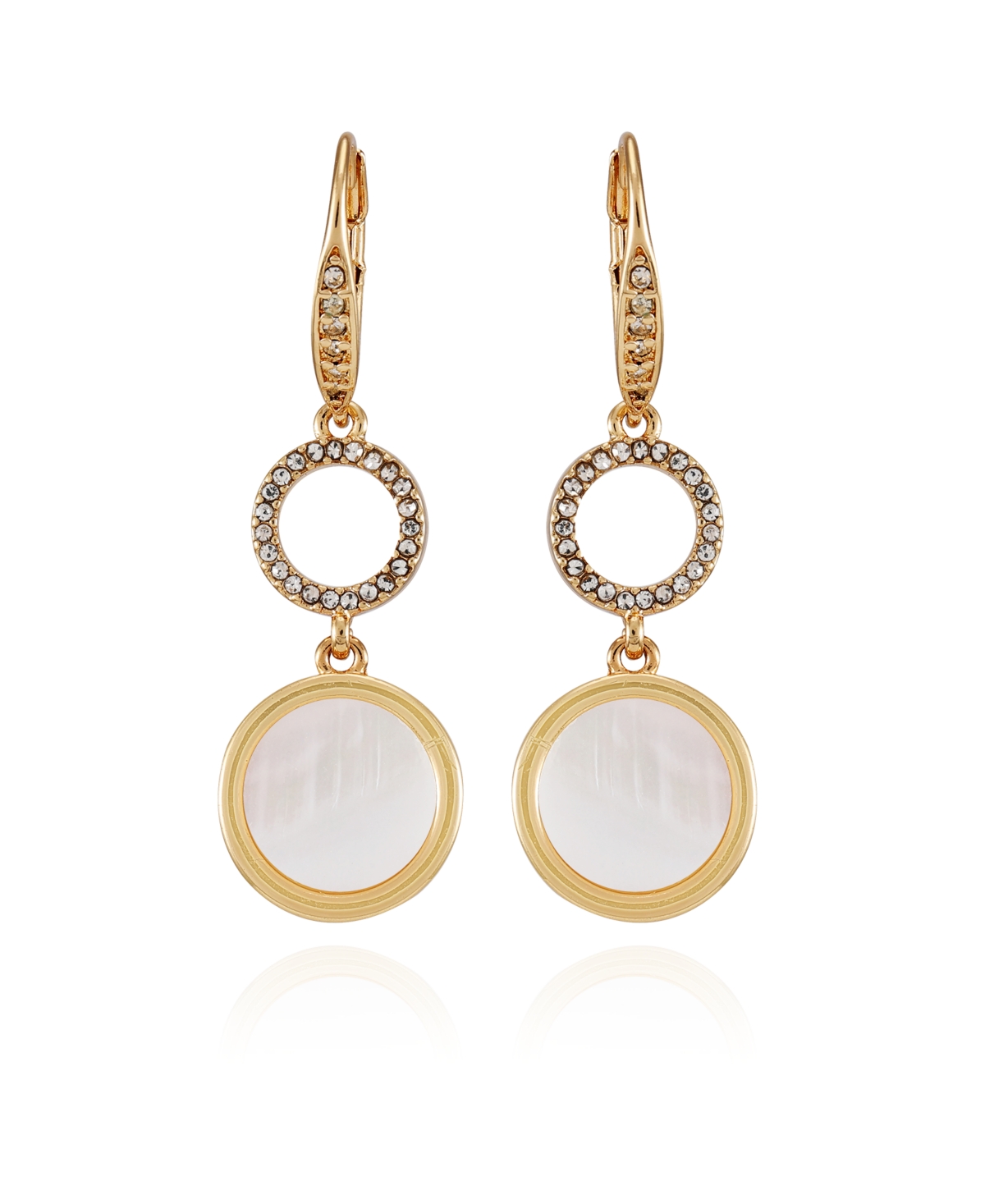 T Tahari Gold-tone Circle Coin Leverback Drop Earrings In Gold