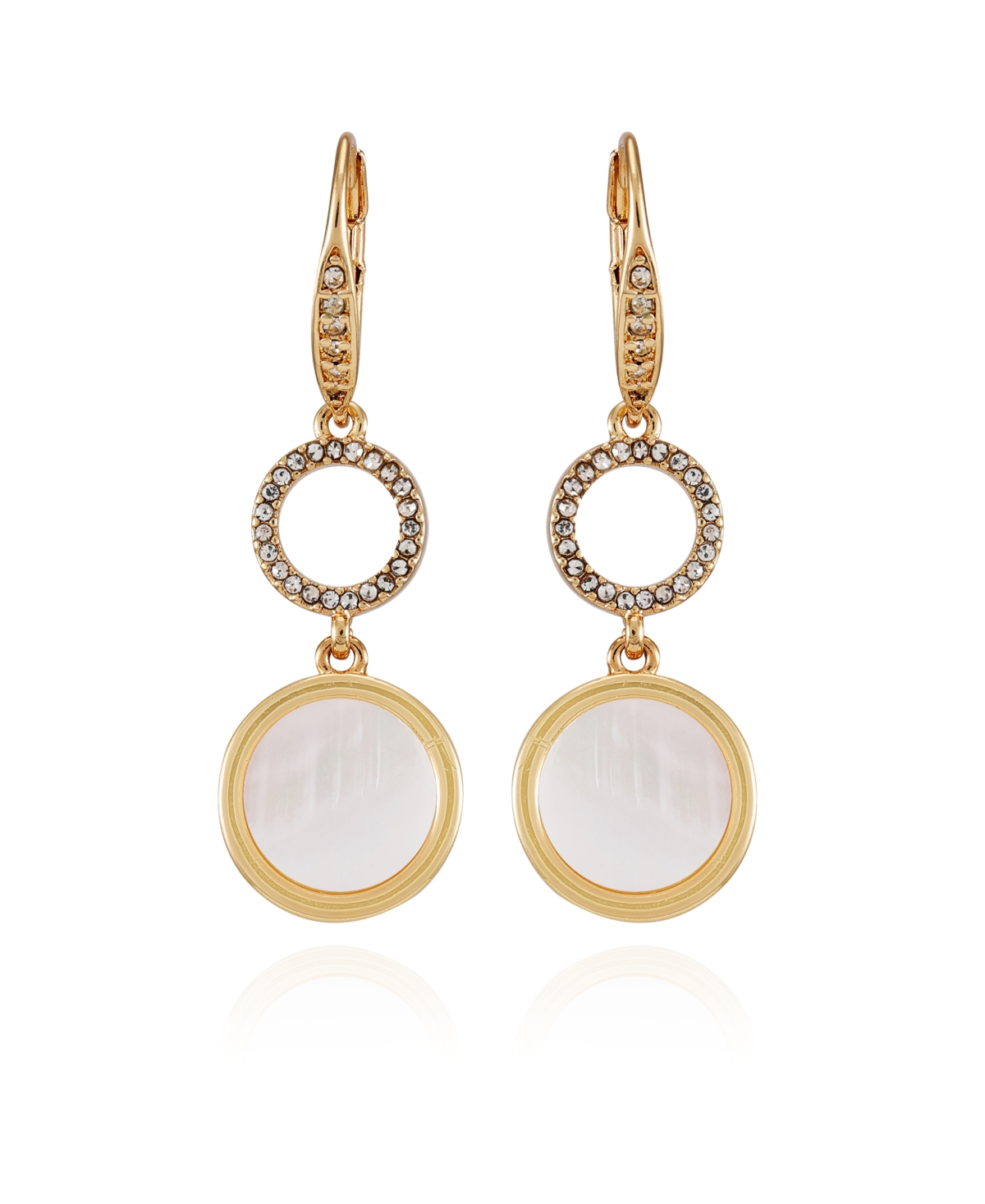 Shop T Tahari Gold-tone Circle Coin Leverback Drop Earrings