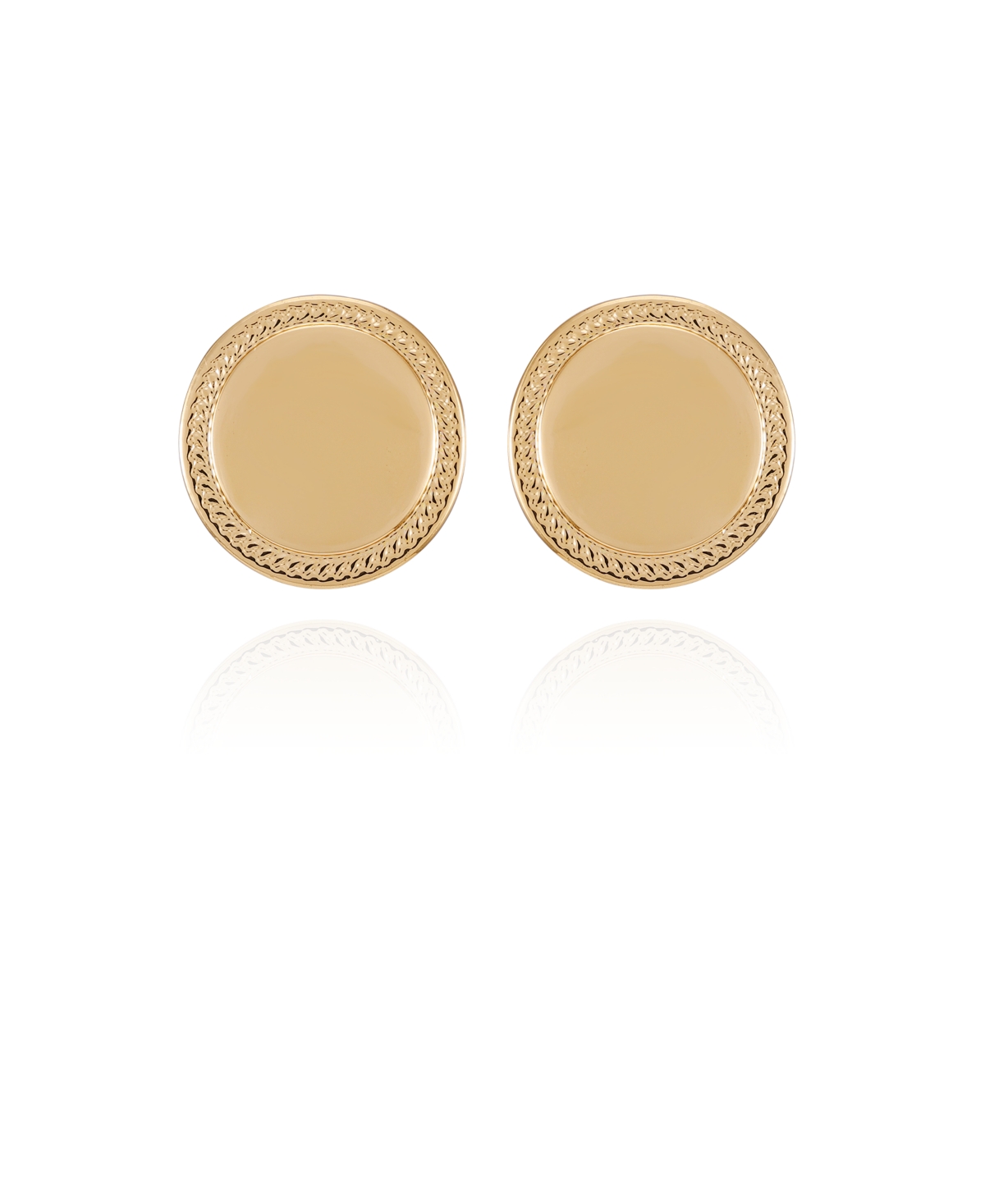 Shop T Tahari Gold-tone Circle Coin Clip On Button Earrings