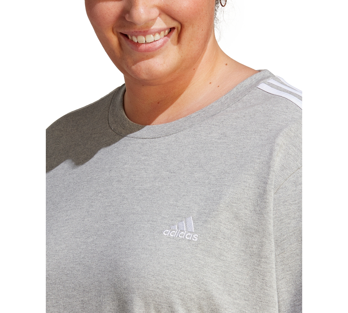 adidas Plus Size Essentials 3-Stripes Boyfriend T-Shirt Dress - White