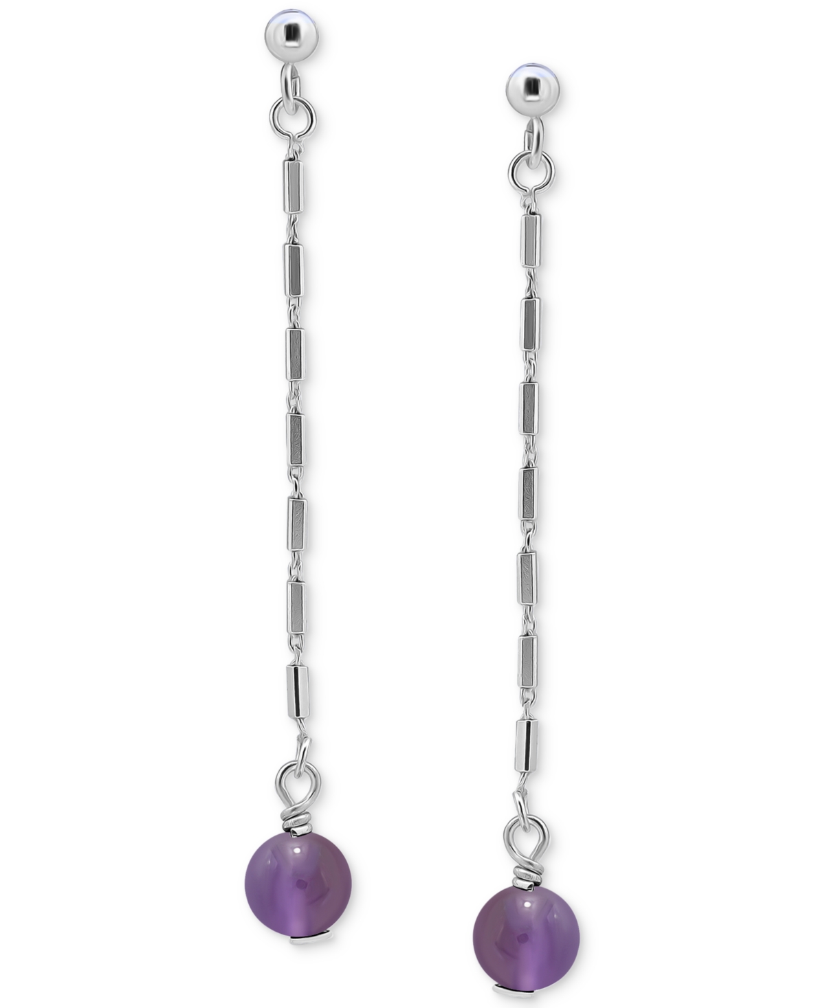 Giani Bernini Gemstone Bead Chain Drop Earrings in 18k Gold-Plated Sterling Silver, Created for Macy's -Silver