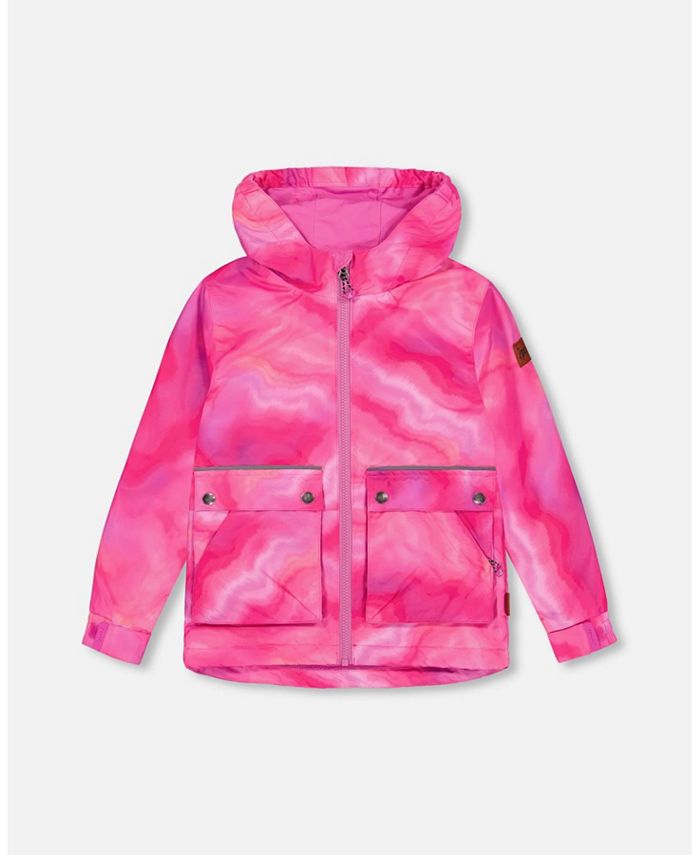 Deux par Deux Big Girls Hooded Parka Printed Fuchsia Marble - Macy's