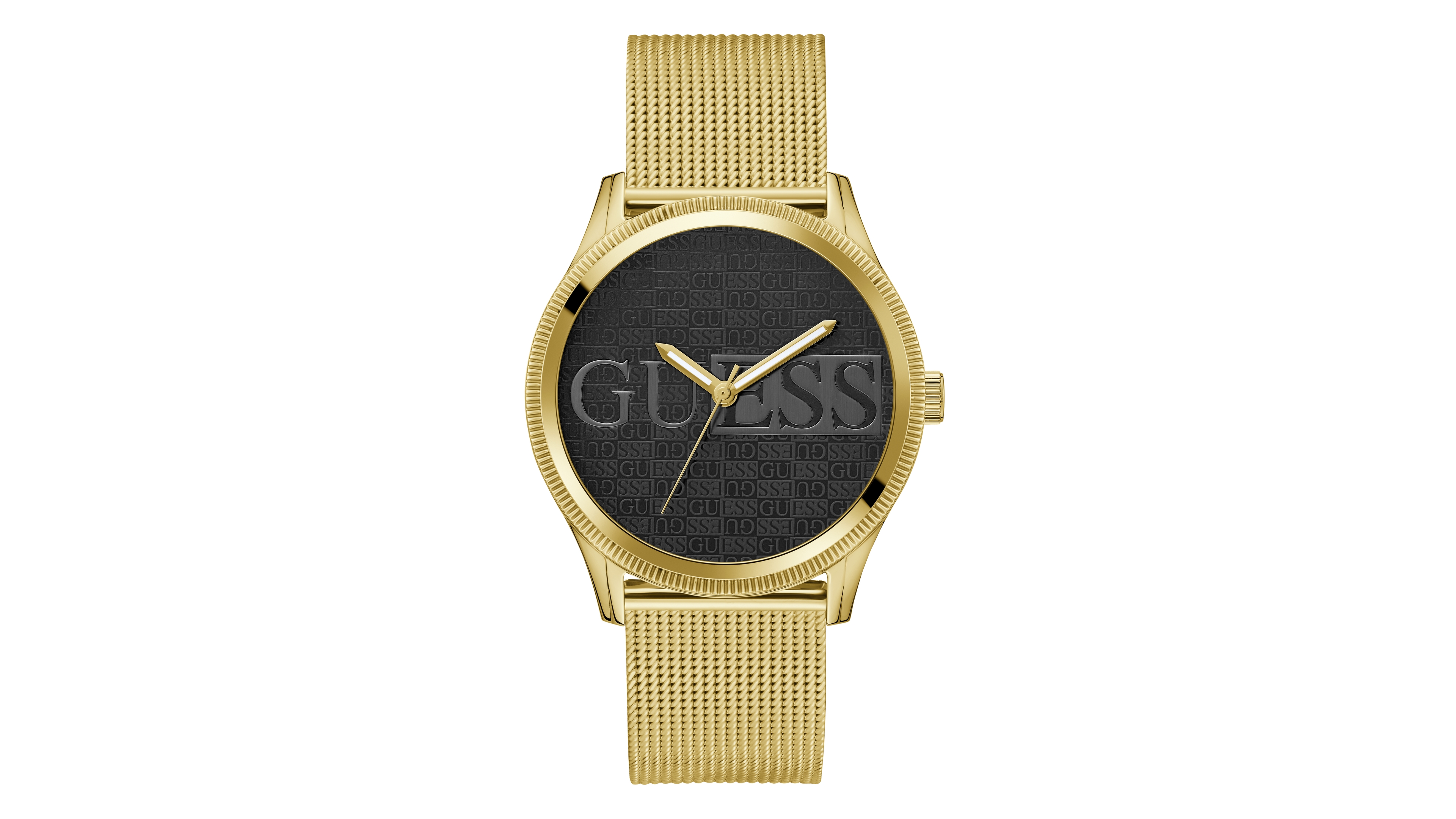 Guess Men's Analog Gold-Tone Stainless Steel Mesh Watch, 44mm