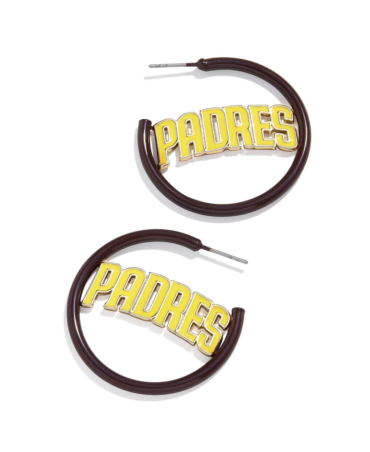Women's Baublebar San Diego Padres Enamel Hoop Earrings - Black, Gold-Tone