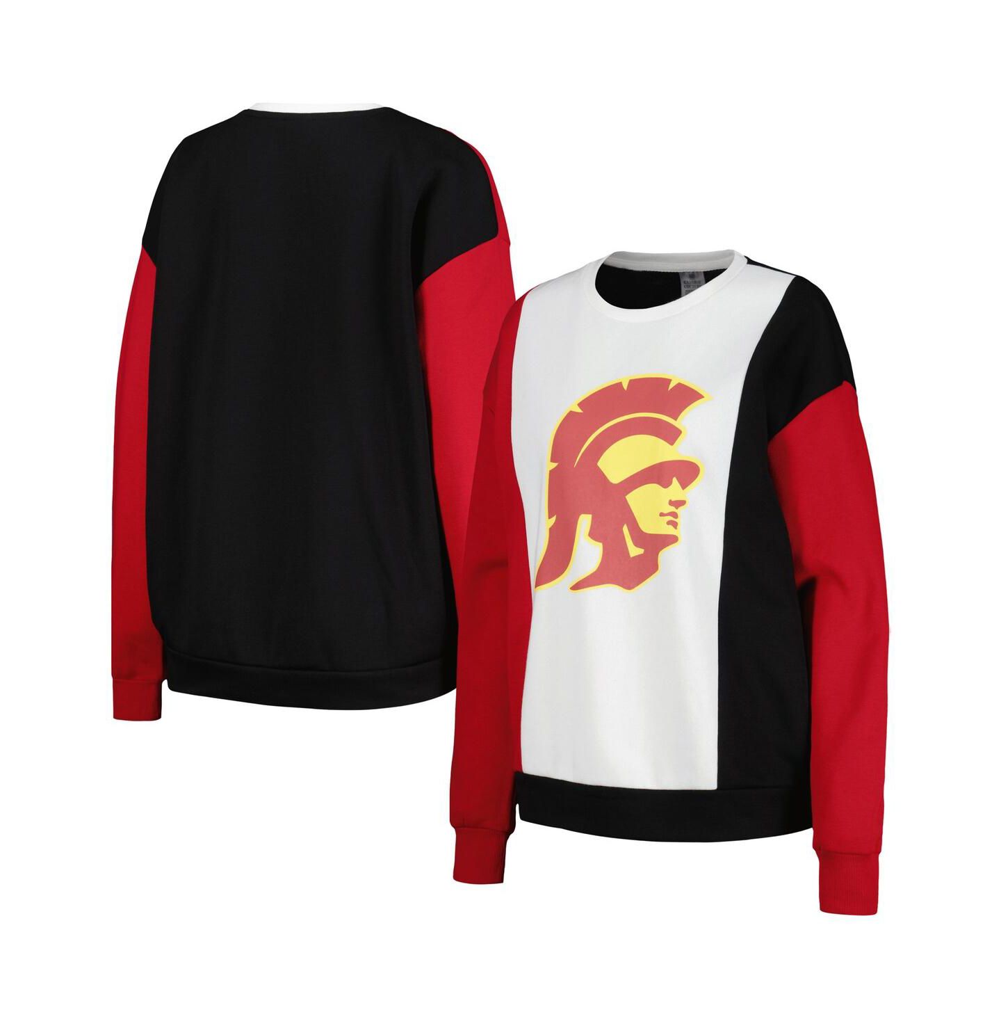 Женская толстовка Gameday Couture White, Black USC Trojans Vertical Color-Block Pullover — фото 1