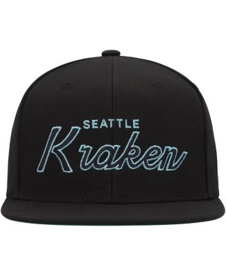 Men's Black Seattle Kraken Core Team Script 2.0 Snapback Hat