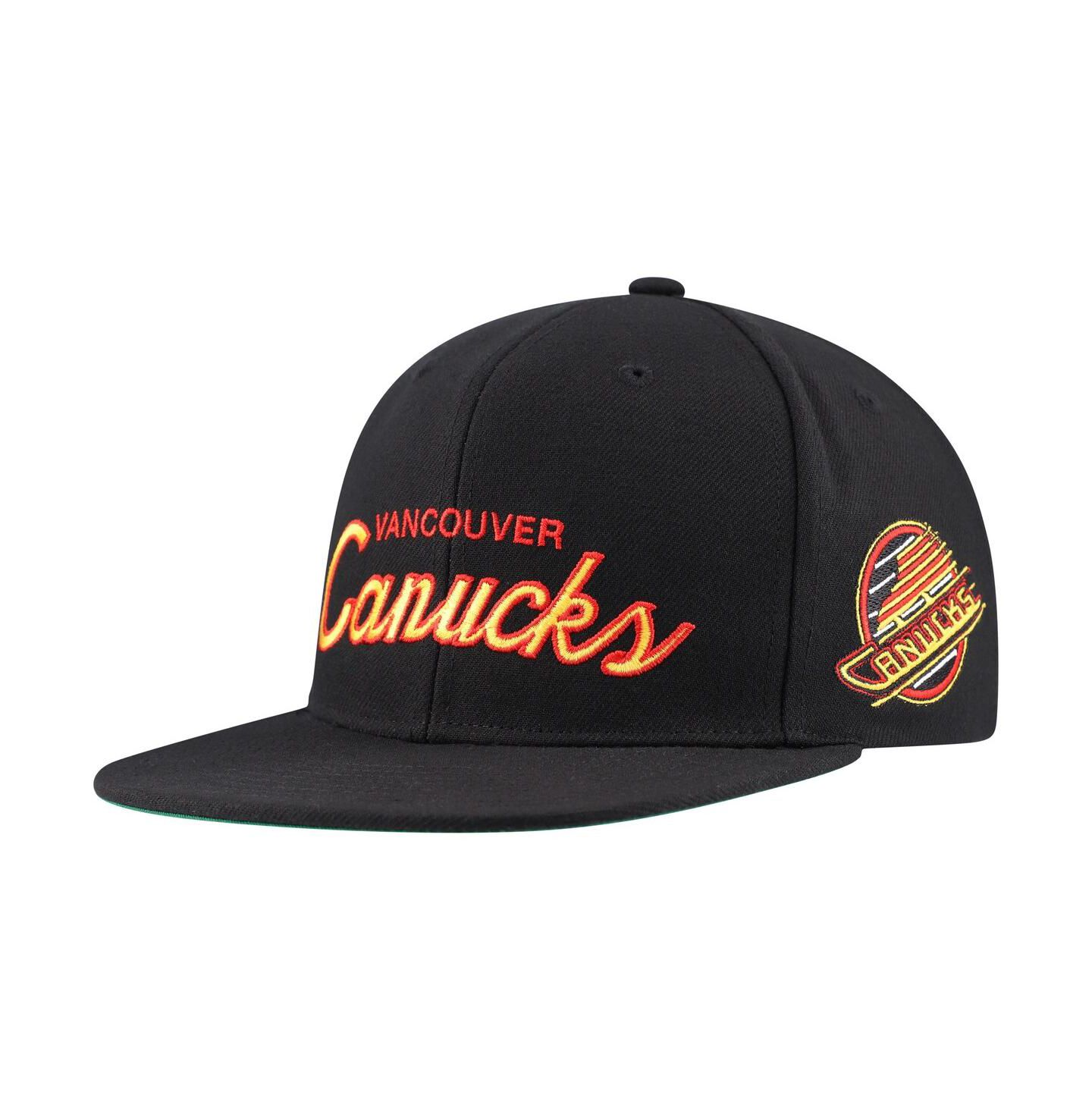 Мужская кепка Mitchell & Ness Black Vancouver Canucks Core Team Script 2.0 Snapback Hat — фото 1