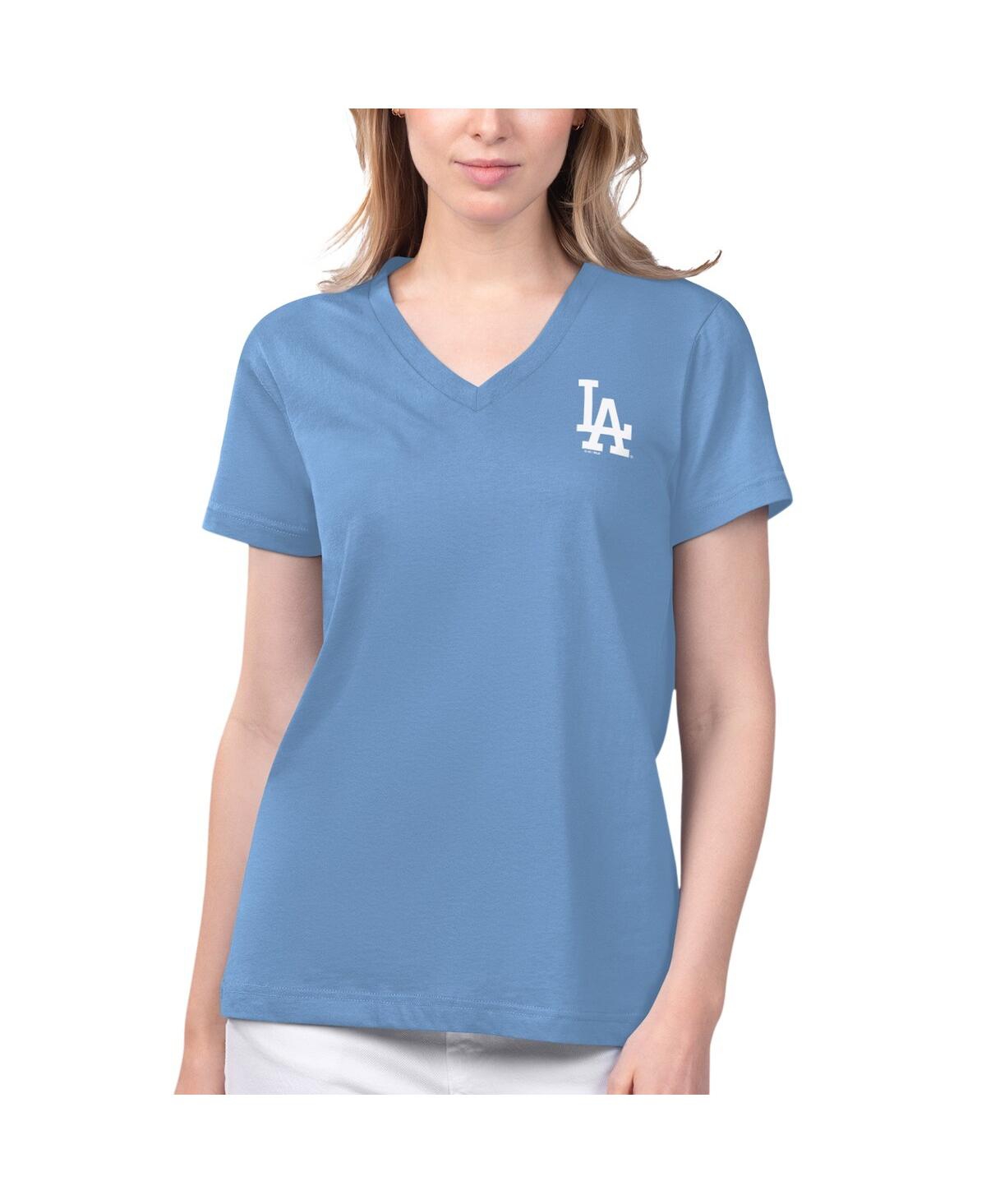 Women's Margaritaville Light Blue Los Angeles Dodgers Game Time V-Neck T-shirt - Light Blue