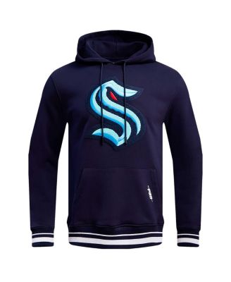 Men's Deep Sea Blue Seattle Kraken Retro Classic Fleece Pullover Hoodie