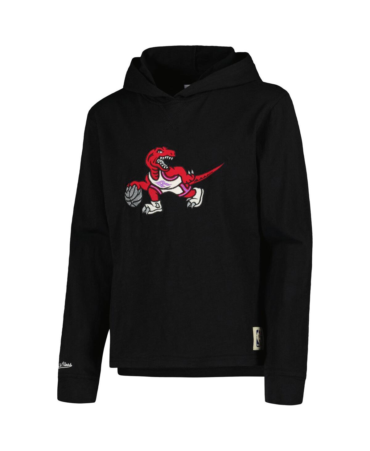 Big Boys Mitchell & NessDistressed Toronto Raptors Hardwood Classics Legendary Slub Lightweight Pullover Hoodie - Black