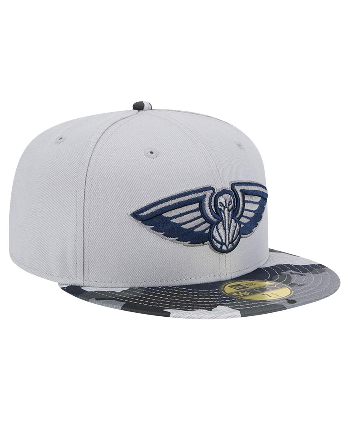 Men's New EraNew Orleans Pelicans Active Color Camo Visor 59FIFTY Fitted Hat - Gray