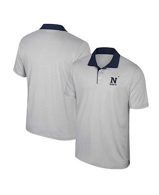 Colosseum Men's Gray Navy Midshipmen Tuck Striped Polo Shirt - Macy's