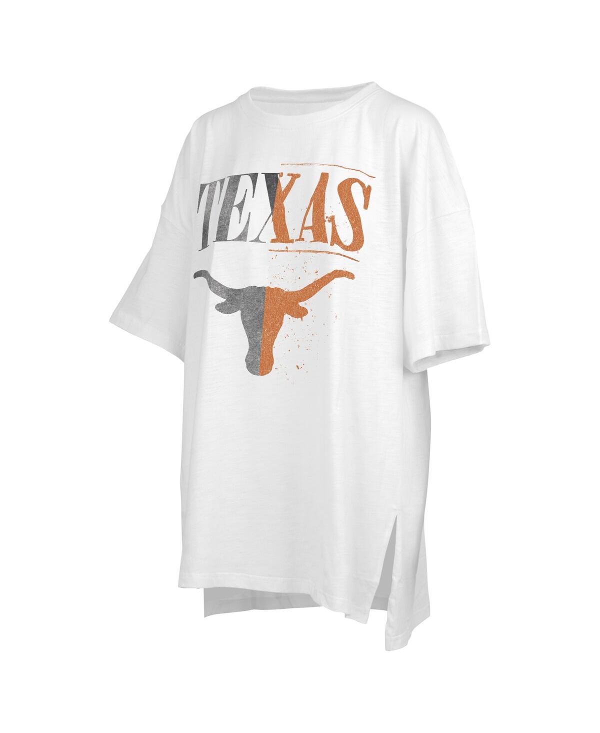 Women's Pressbox White Distressed Texas Longhorns Lickety-Split Oversized T-shirt - White