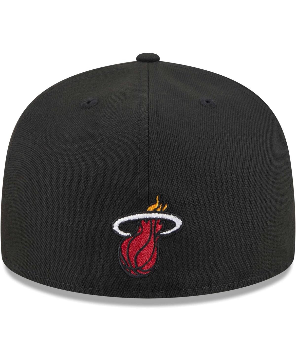 Men's New EraMiami Heat Game Day Hollow Logo Mashup 59FIFTY Fitted Hat - Black
