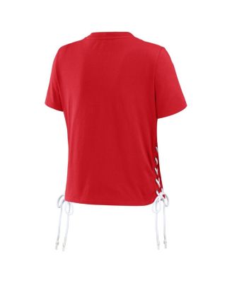 Women's Red Los Angeles Angels Side Lace-Up Cropped T-shirt