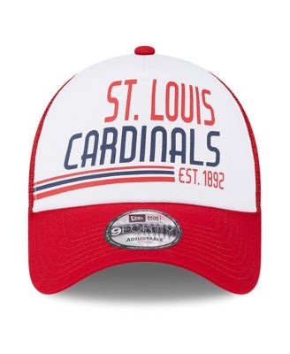 Men's White, Red St. Louis Cardinals Stacked A-Frame Trucker 9FORTY Adjustable Hat