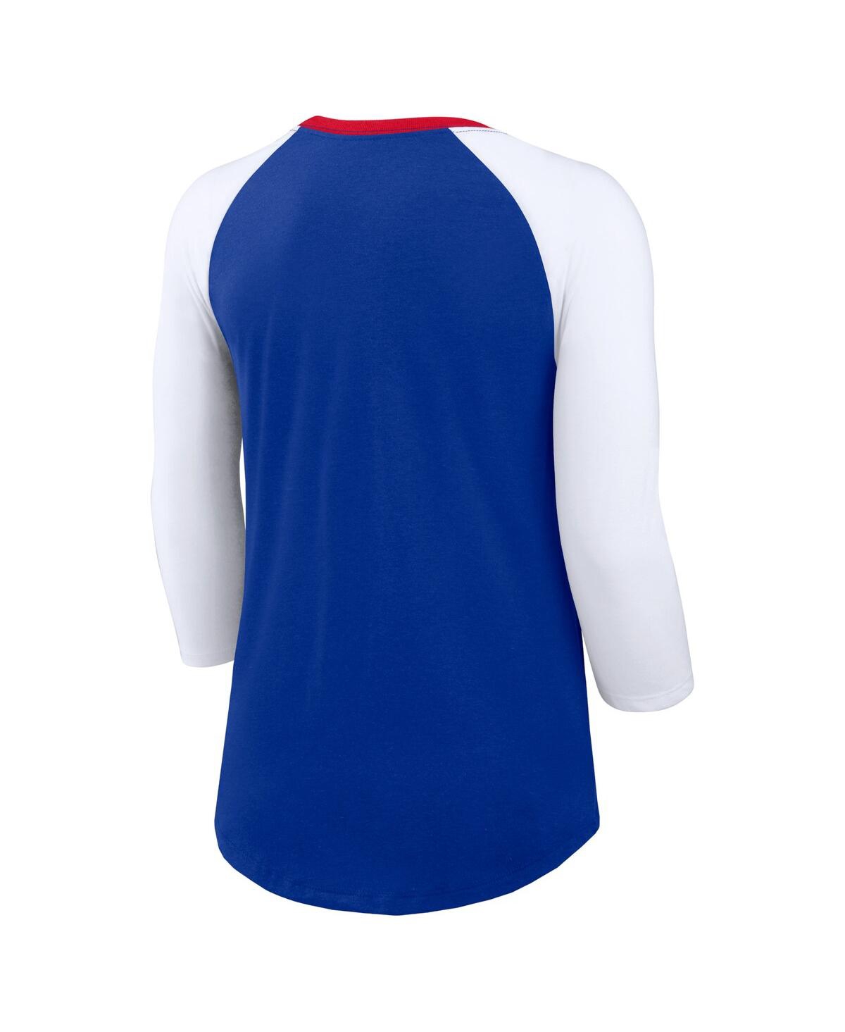 Shop Nike Women's  Royal, White Buffalo Bills Knockout Arch Raglan Tri-blend 3/4-sleeve T-shirt In Royal,white