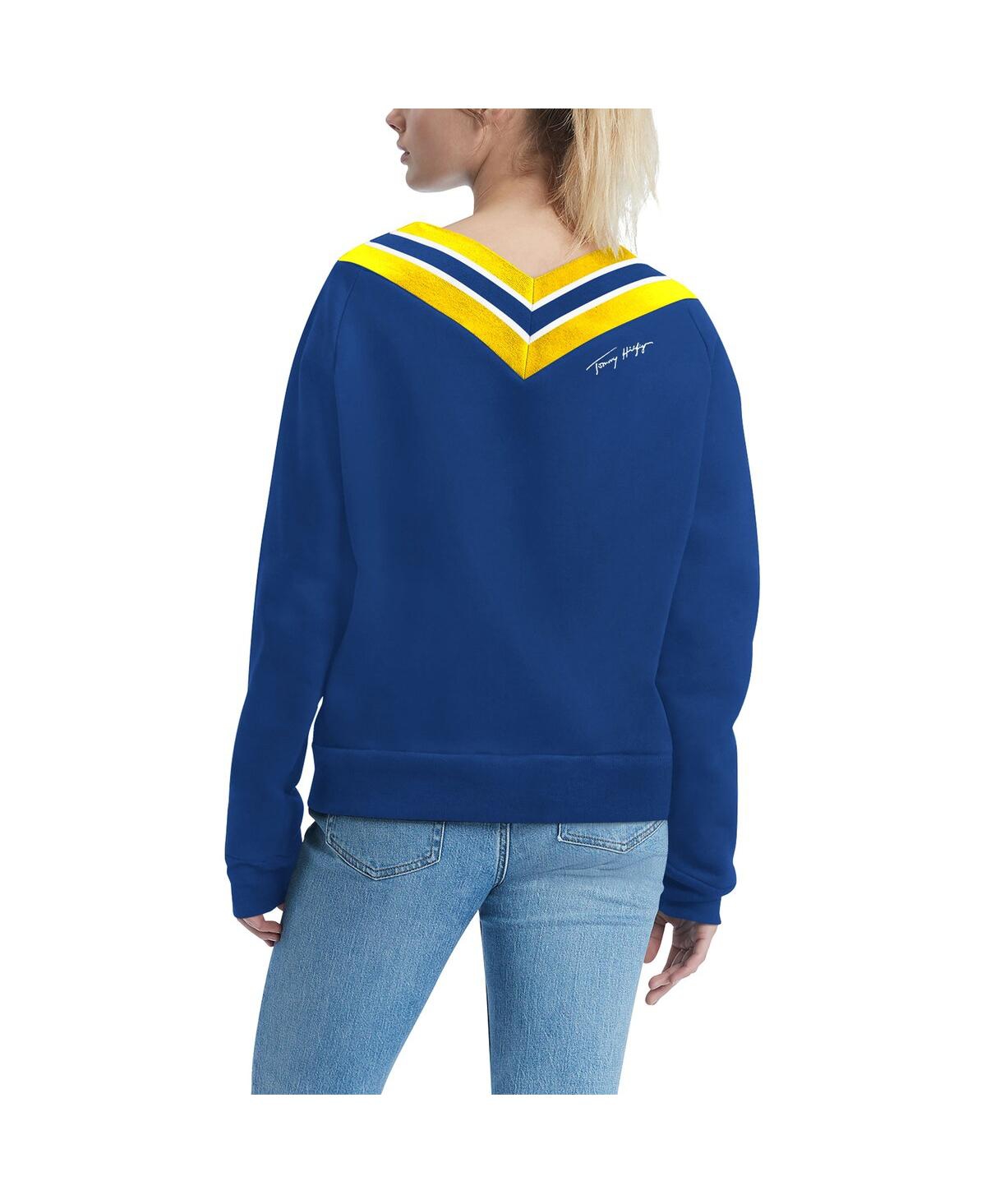 Shop Tommy Hilfiger Women's  Royal Los Angeles Rams Heidi V-neck Pullover Sweatshirt