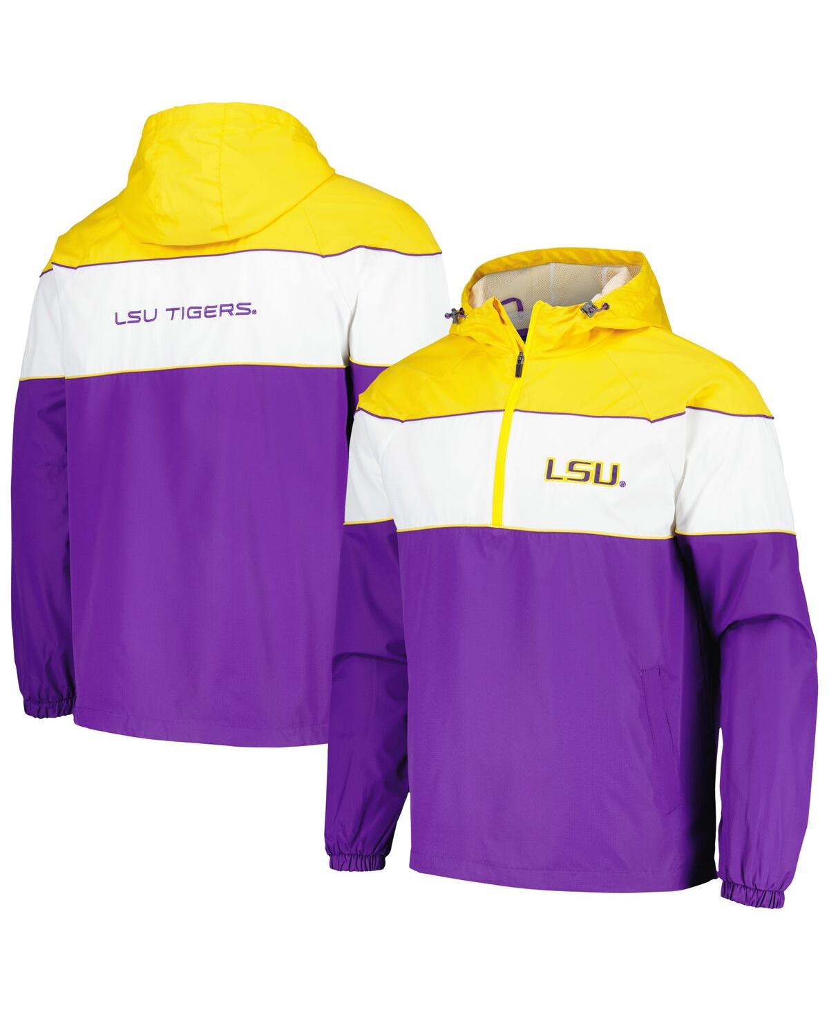 Shop G-iii Sports By Carl Banks Men's  Purple Lsu Tigers Center Line Half-zip Raglan Hoodie Jacket