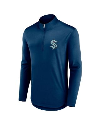 Men's Deep Sea Blue Seattle Kraken Mock Neck Quarter-Zip Jacket