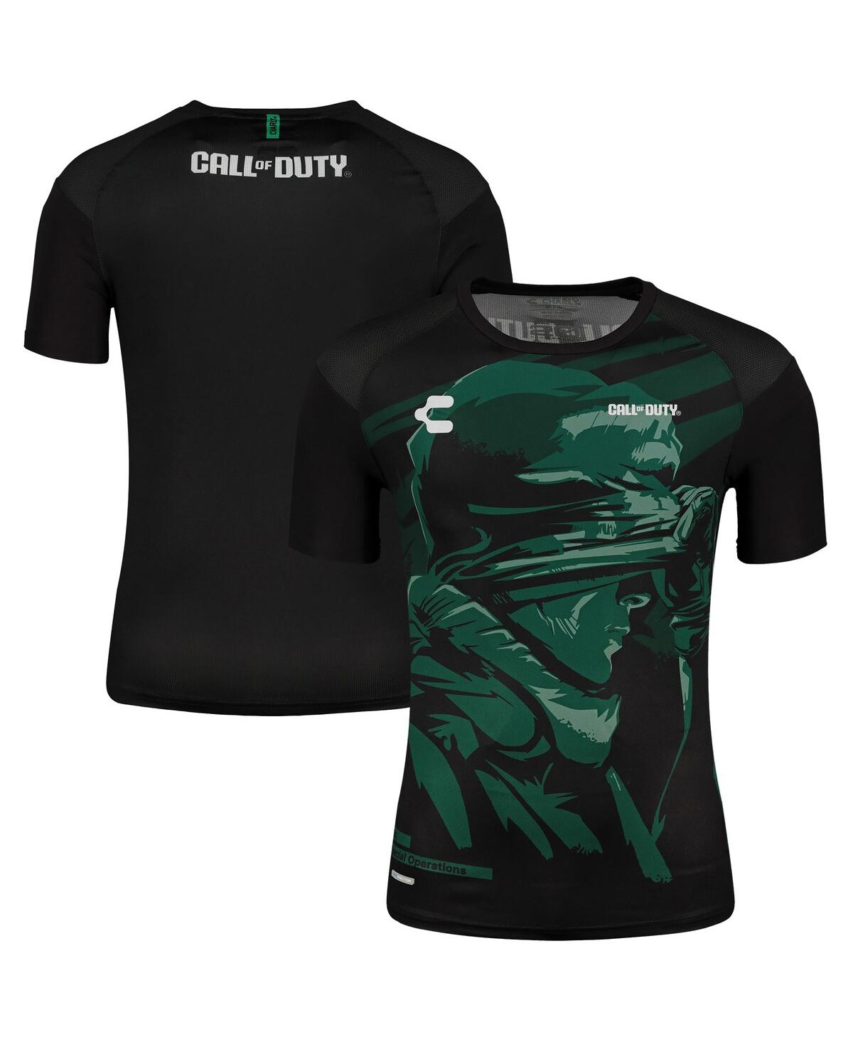 Charly Men's  Black, Green Call Of Duty Dry Factor Training T-shirt In Black,green