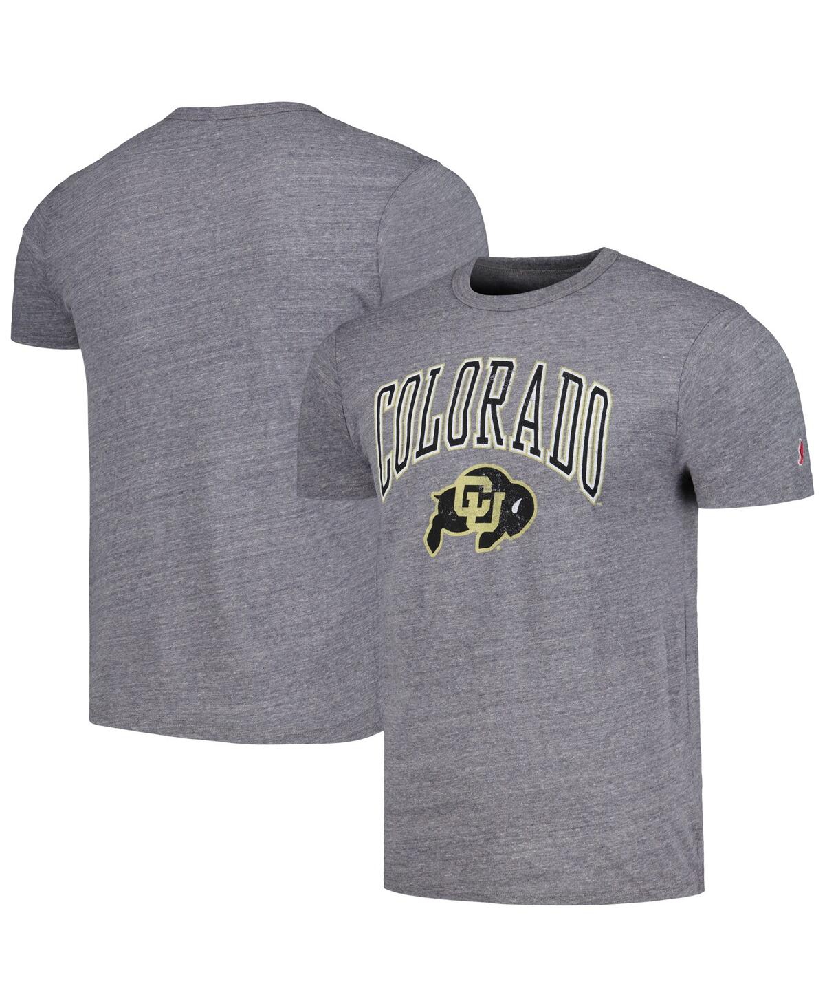 Men's League Collegiate Wear Heather Gray Distressed Colorado Buffaloes Tall Arch Victory Falls Tri-Blend T-shirt - Heather Gray
