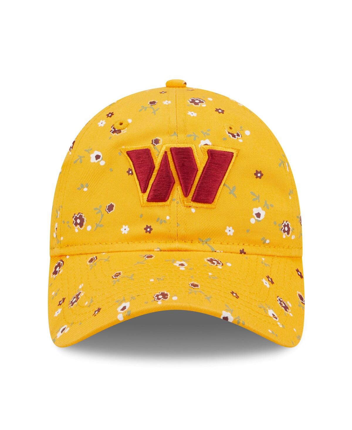 Women's New EraWashington Commanders Floral 9TWENTY Adjustable Hat - Gold
