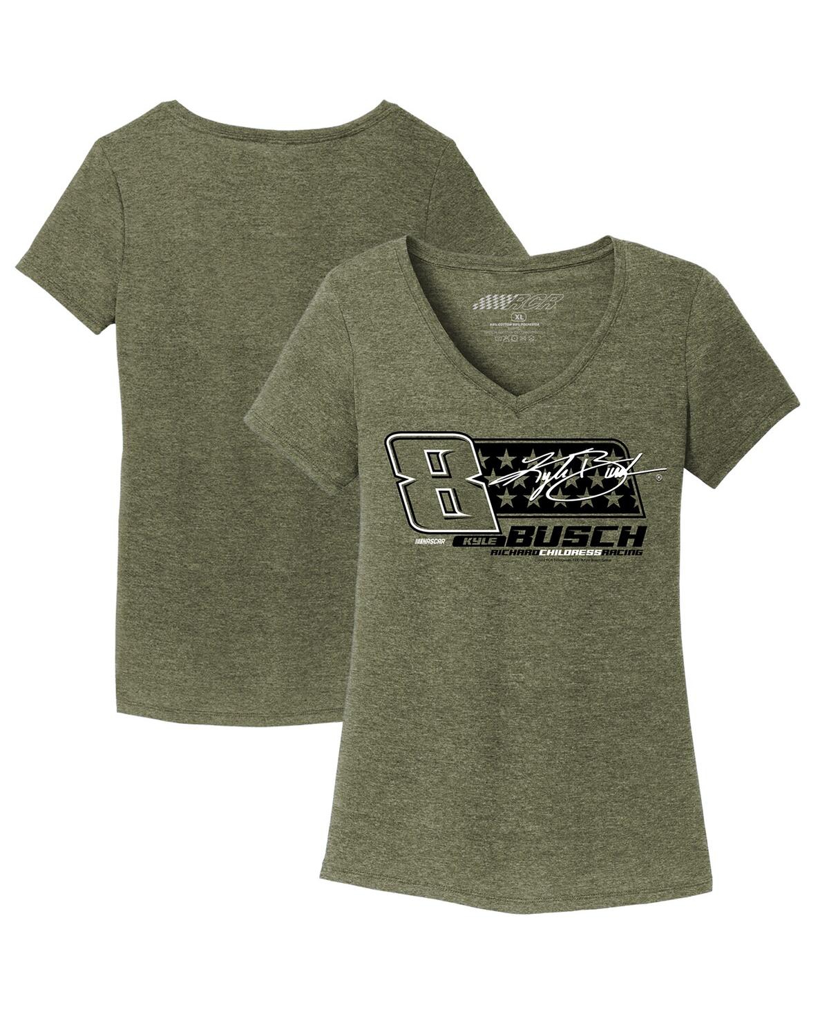 Women's Richard Childress Racing Team Collection Green Kyle Busch Tri-Blend V-Neck T-shirt - Green