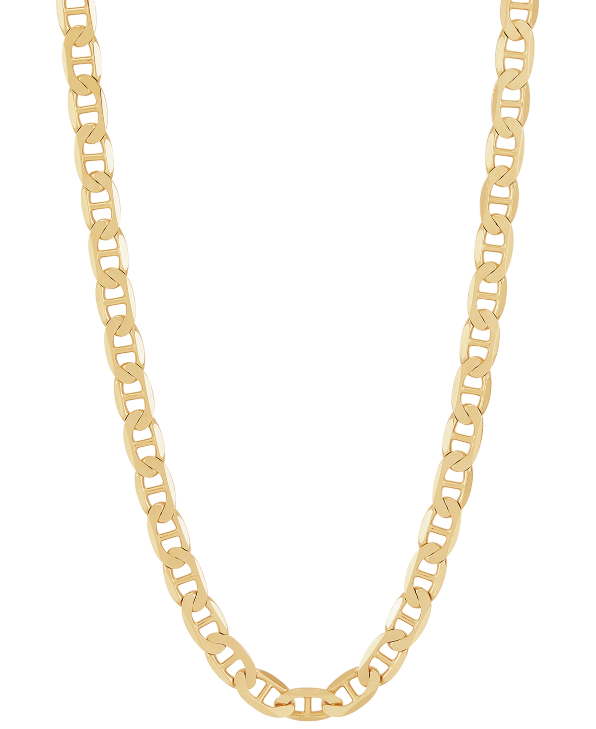Polished Solid Mariner Link 22" Chain Necklace (6-1/6mm) in 10k Gold - Yellow Gold