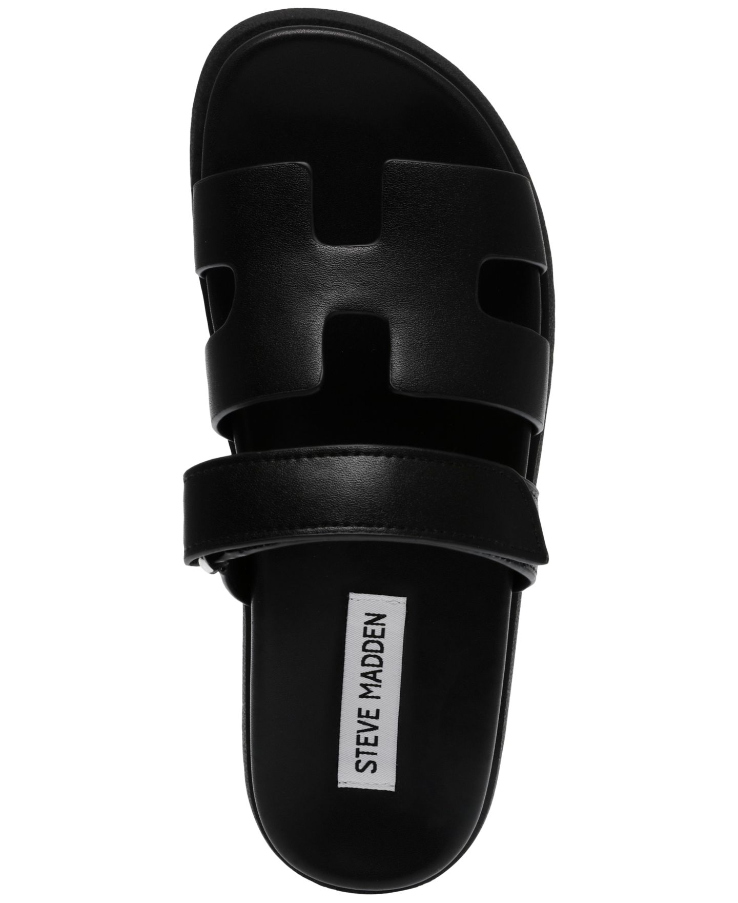 Женские сандалии Steve Madden Mayven Footbed Slide, цвет: Чёрный кожаный — фото 5
