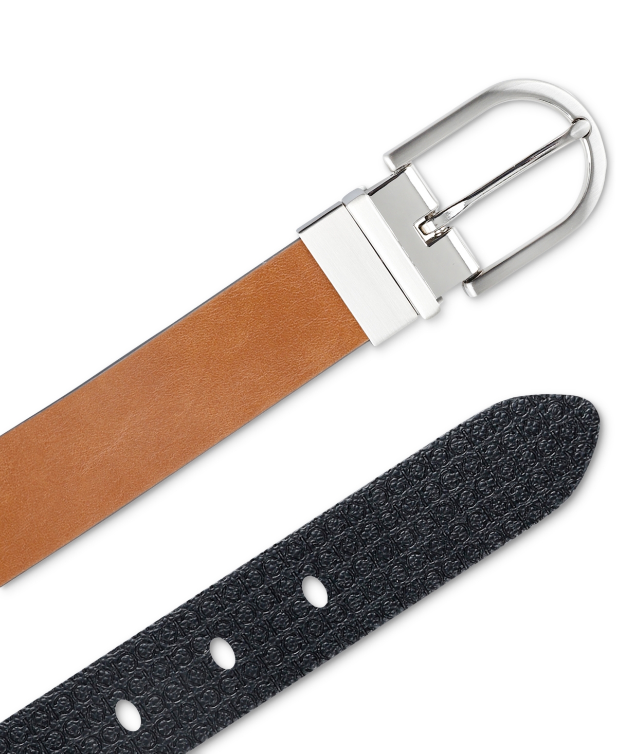 Calvin Klein Women's Embossed Casual Reversible Belt -black