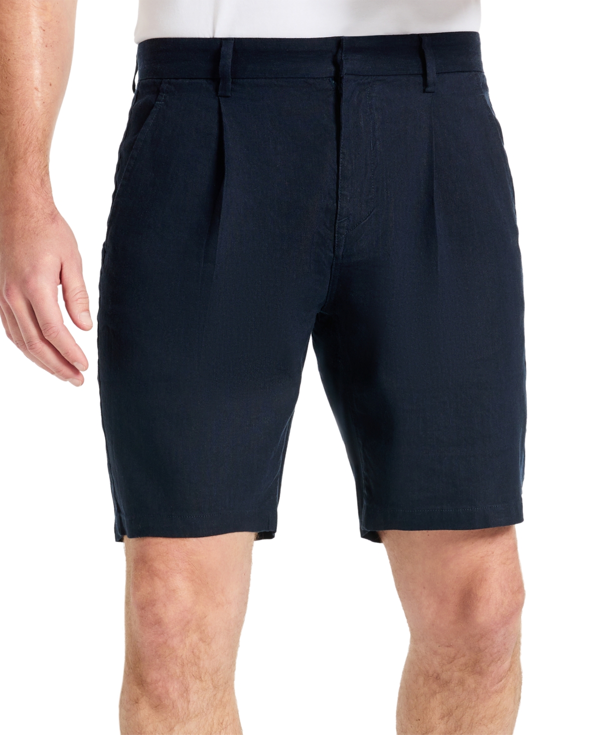 Shop Kenneth Cole Men's Solid Pleated 8" Performance Shorts In Navy
