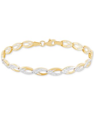 Macy's - Fancy Two-Tone Polished Link Bracelet in 10k Gold