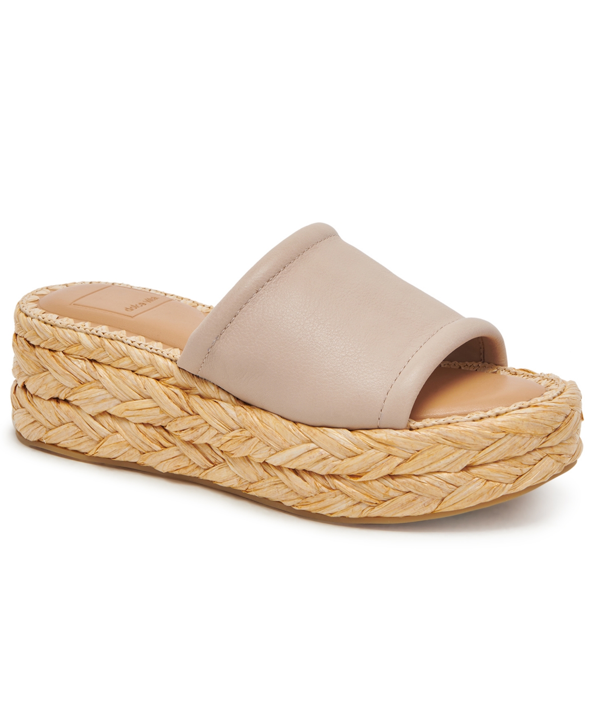 Shop Dolce Vita Women's Chavi Raffia Flatform Slide Sandals In Sand Leather