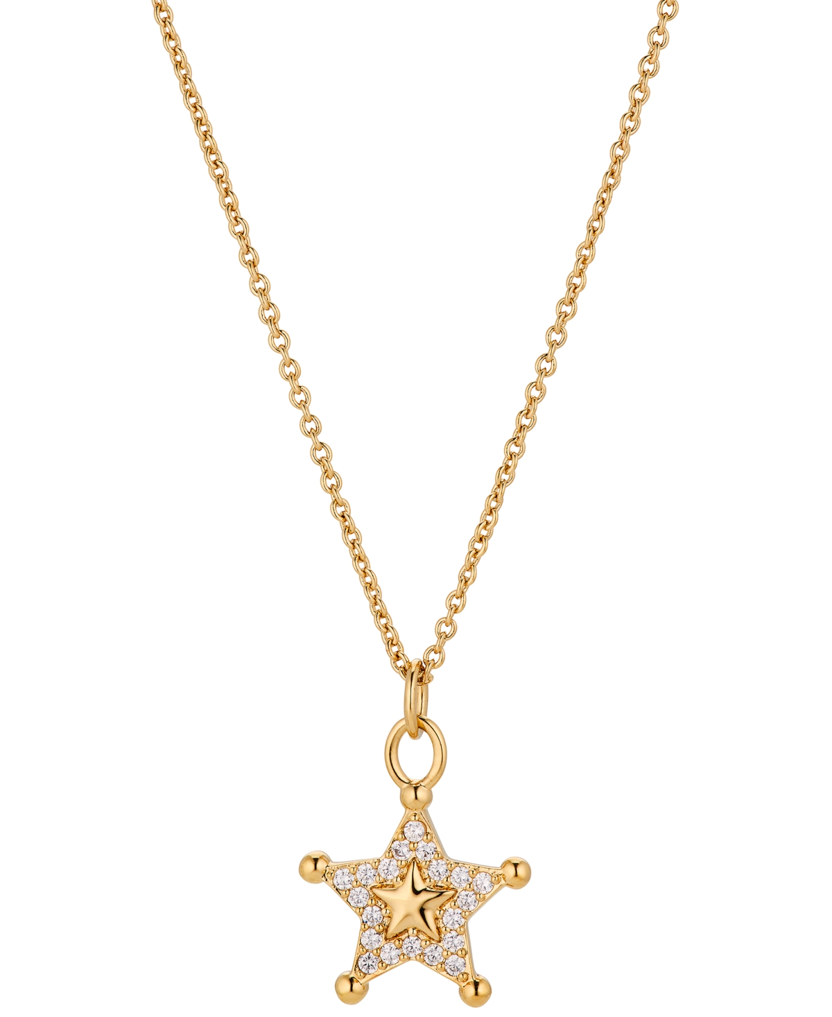 by Nadri 18k Gold-Plated Pave Sheriff Star Pendant Necklace, 16" + 2" extender - Gold