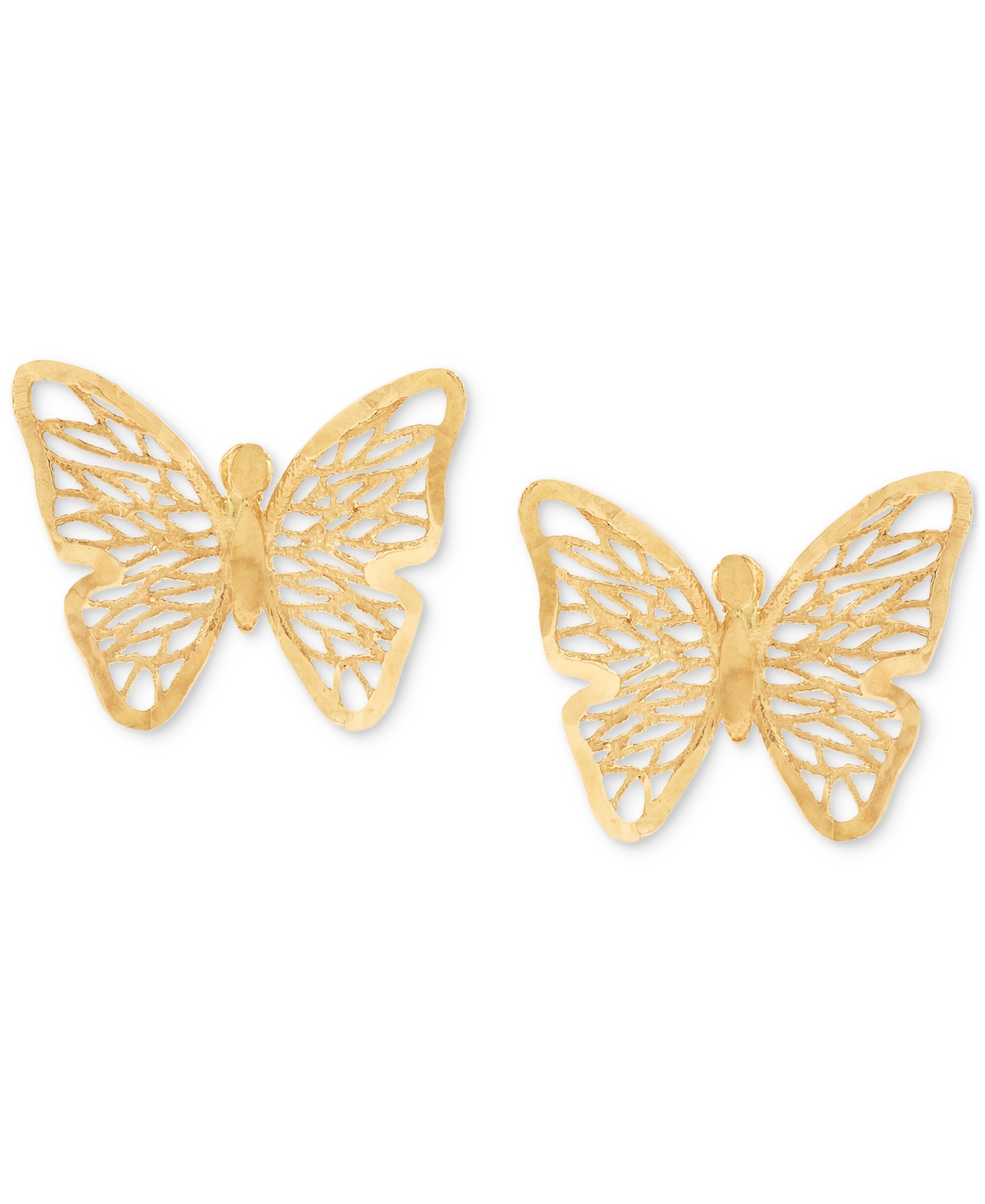 Filigree Openwork Butterfly Stud Earrings in 10k Gold - Gold