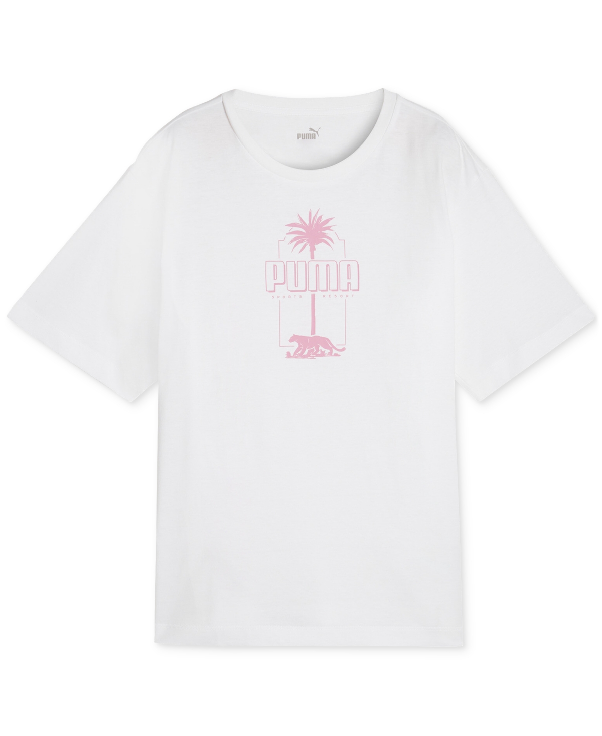 Shop Puma Women's Essentials Palm Resort Graphic T-shirt In  White