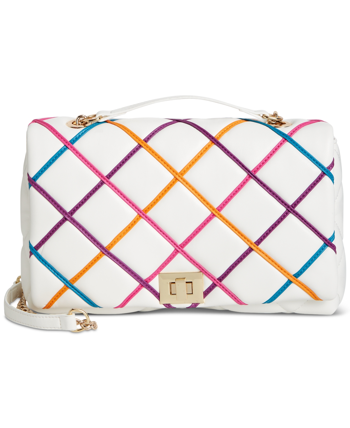 Ajae Soft Small Multi Quilted Shoulder Bag, Created for Macy's - Vanilla Multi