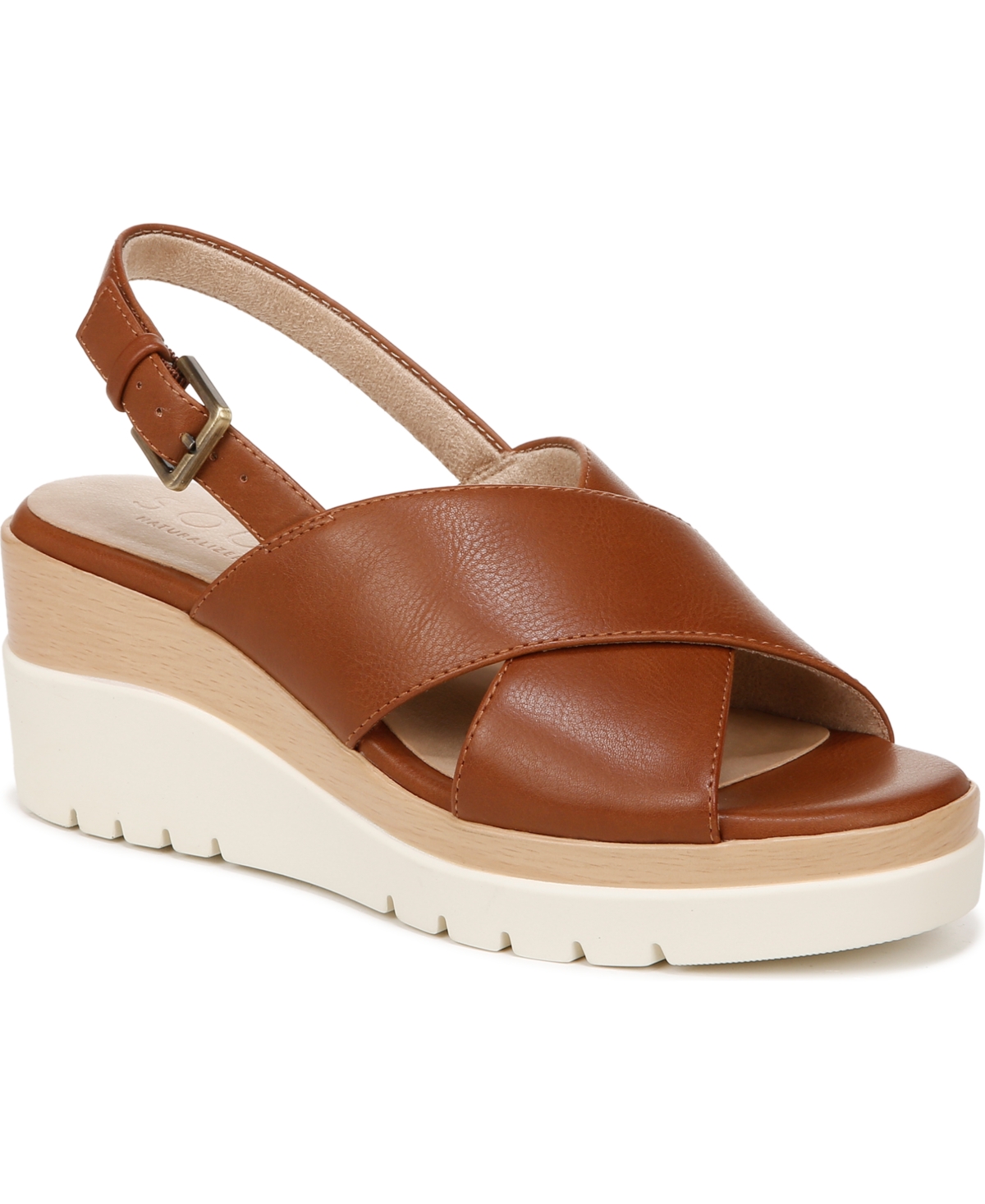 Soul Naturalizer Goodtimes-sling Wedge Sandals In Mid Brown Faux Leather