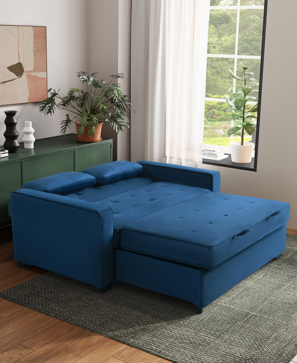 Serta 66.5" W Polyester Augustus Full Convertible Sofa In Charcoal