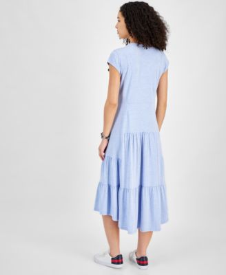 Women's Short-Sleeve Tiered Midi Dress