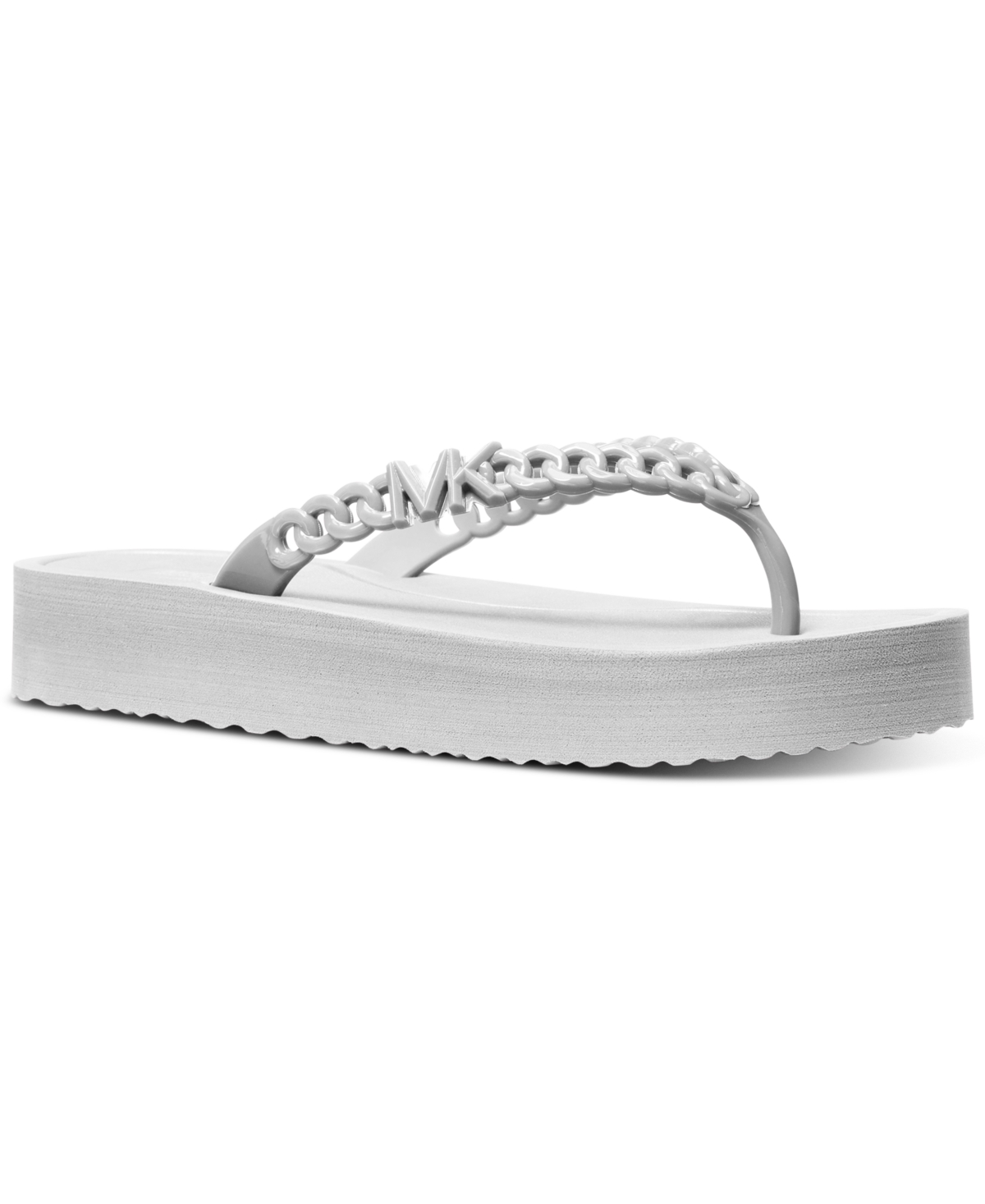 Michael Kors Michael  Zaza Embellished Platform Flip Flop Sandals In Silver
