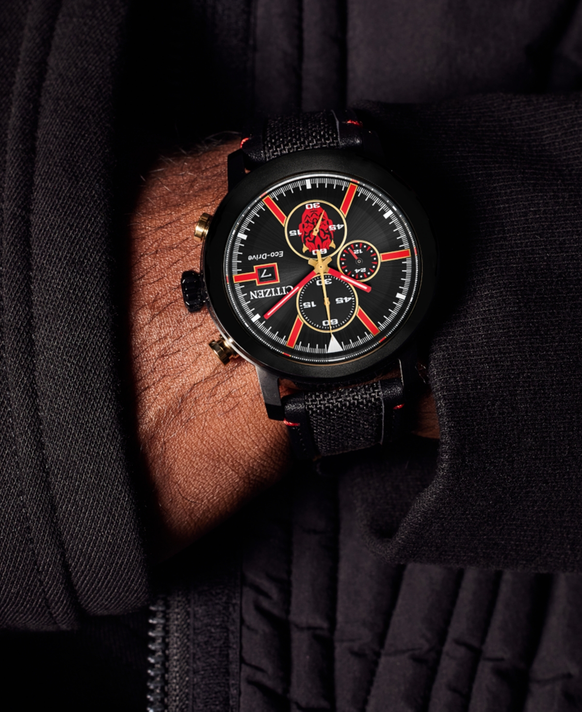 Citizen Eco-drive Men's Chronograph Star Wars Darth Maul Mastermind Black Nylon & Leather Strap Watch 44mm In No Color