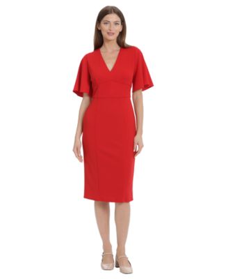 Maggy London Women s Crepe Flutter Sleeve Midi Dress Macy s