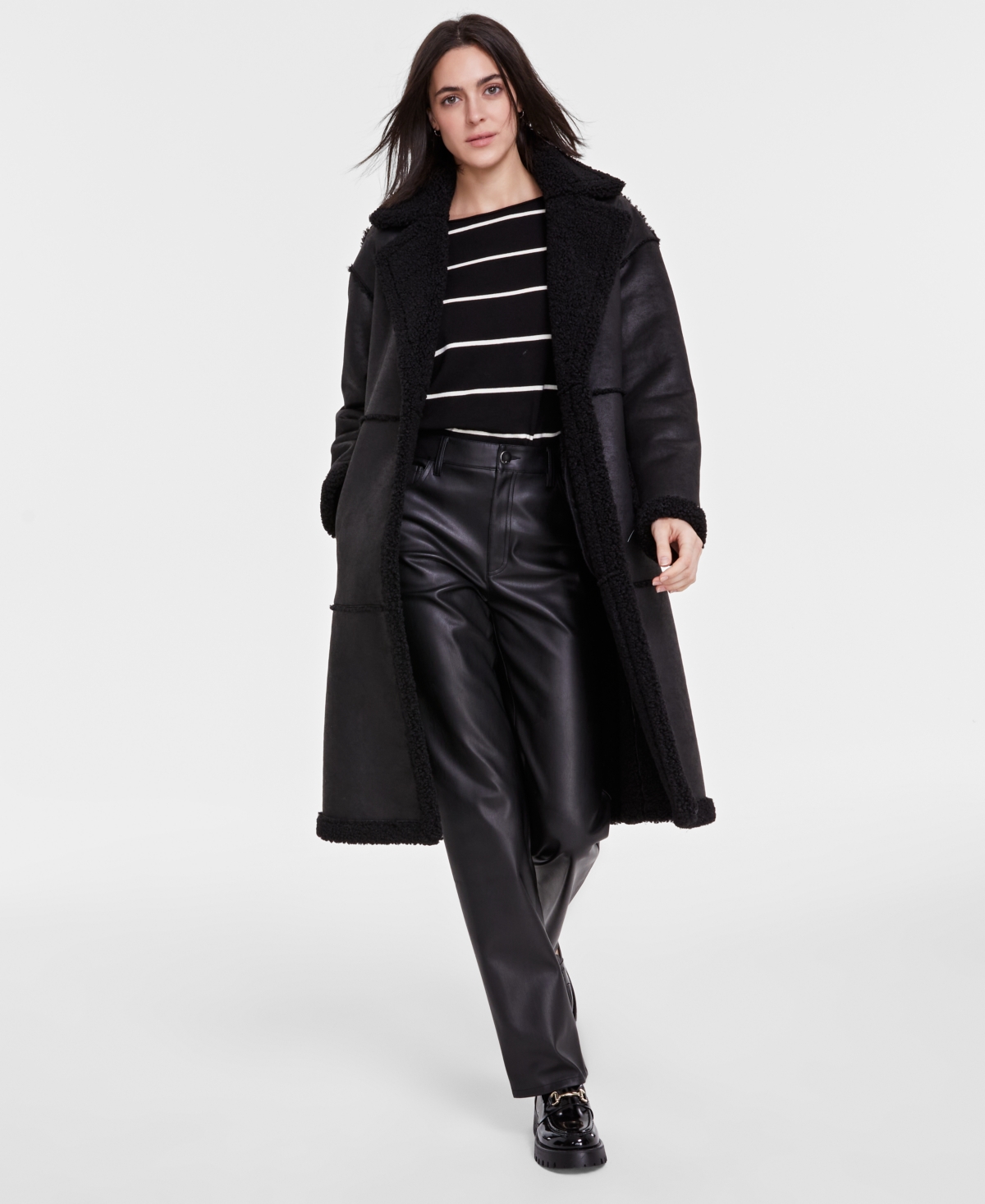 Bcbgmaxazria Women's Single-Breasted Faux-Shearling Coat