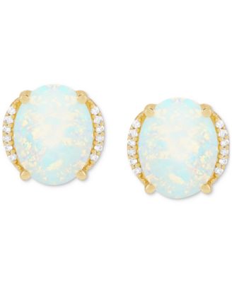 Opal (2 ct. t.w.) & Diamond Accent Stud Earrings in 14k Gold