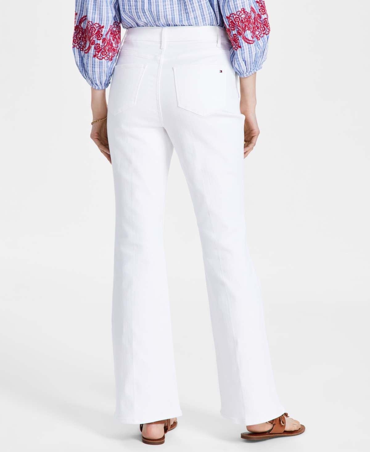 Shop Tommy Hilfiger Women's Fayette Flared-leg Sailor Jeans In White