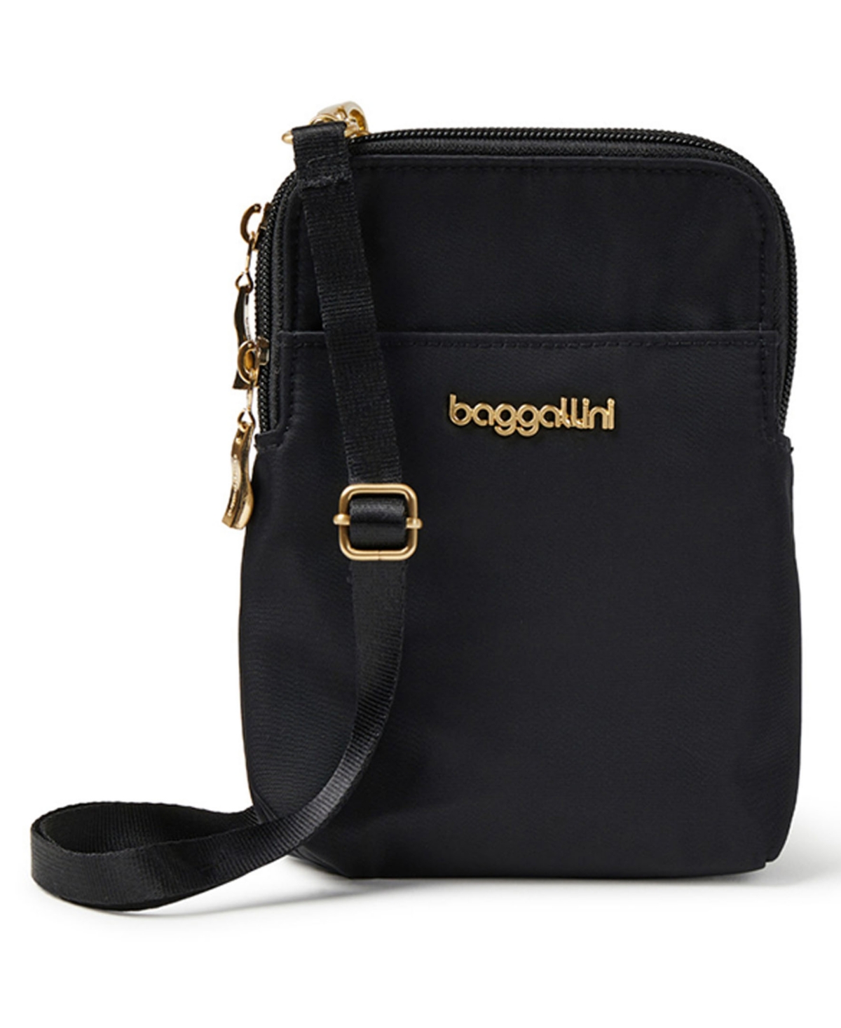 Shop Baggallini Take Two Bryant Rfid Protection Crossbody Bag In Black With Gold Hardware- Nylon